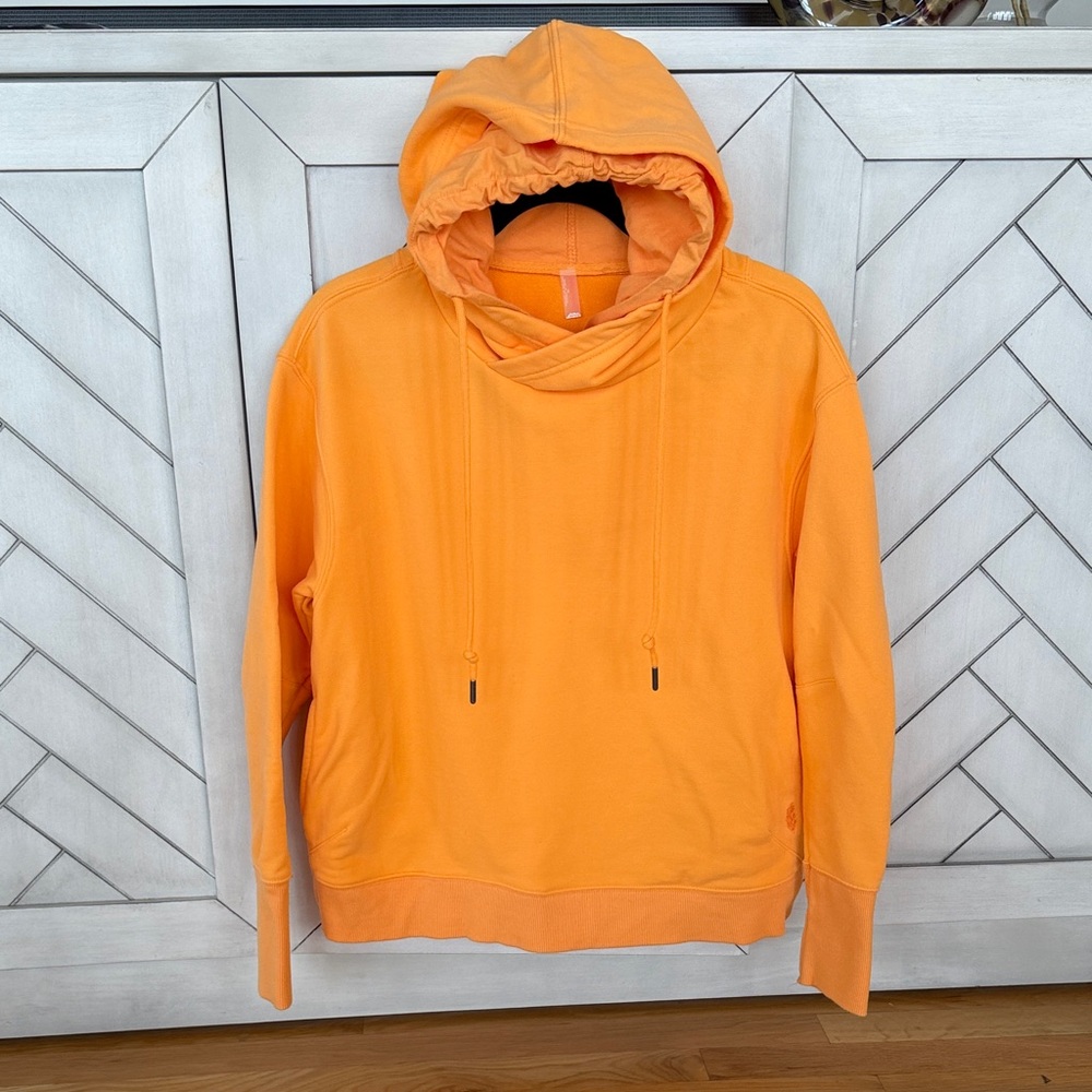 Free People Movement Bright Orange Sherbet Double Hooded Sweatshirt